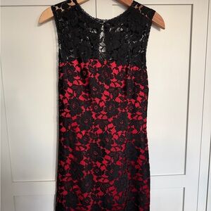D&G Red Silk with Black Lace Minidress sz IT 42